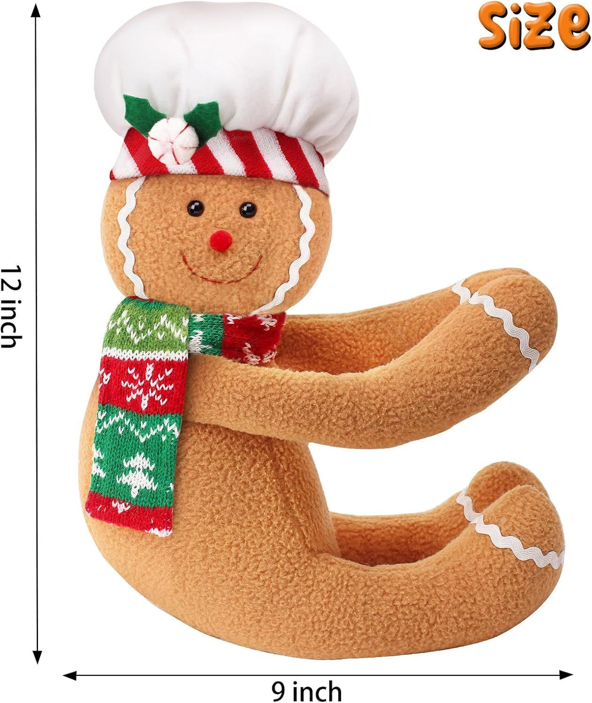 Gingerbread Tree Topper,Gingerbread Christmas Decoration,Plush Stuffed Gingerbreads Man Ornaments for Tree Wine Bottle Curtain Holiday Decor