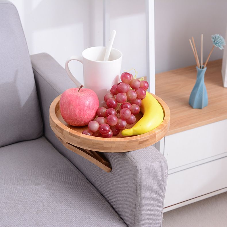 Sofa Arm Clip Tray, Side Table for Remote Controls/Drinks/Gamepads Holder Sofa Wooden High-End Sofa Disc Cozy Sofa Armrest (Bamboo)