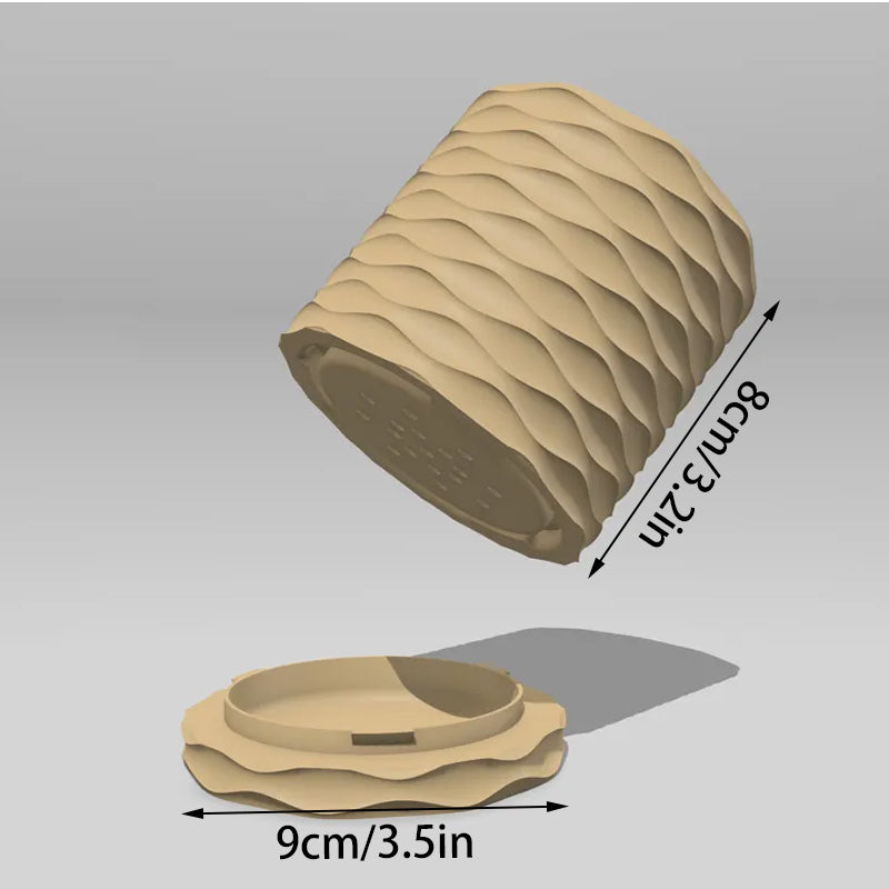 3D Printed Modern Wave Flower Pot - Water-Storing Twist Base