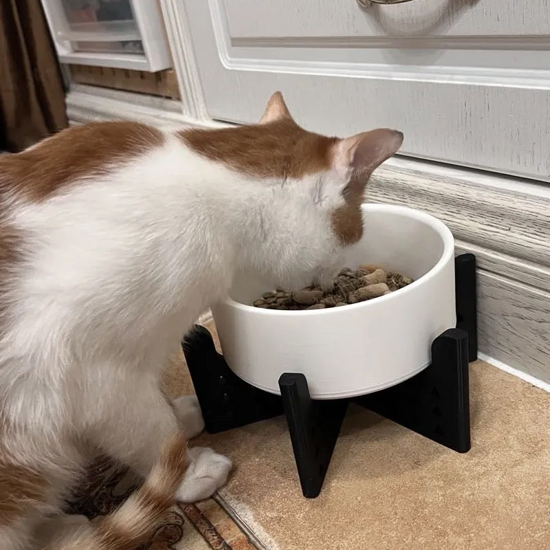 Elevator Pet Bowl, Neck Support Food Bowl, Easy to Clean (Elevator Cat Bowl), Black and White