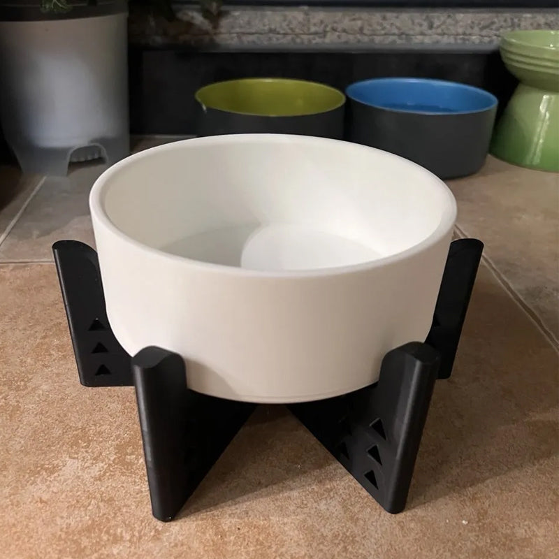 Elevator Pet Bowl, Neck Support Food Bowl, Easy to Clean (Elevator Cat Bowl), Black and White