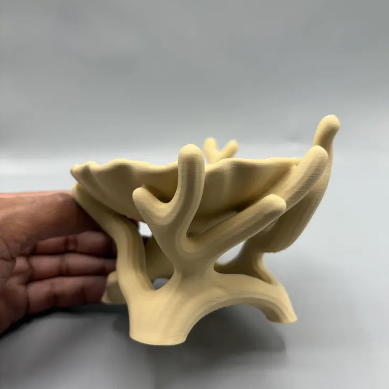 3D printed organic coral and seashell jewelry and key storage box, flesh-colored