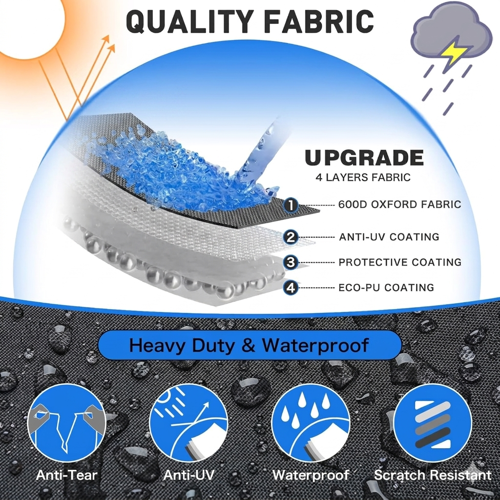 Trailerable Boat Cover – 600DHeavy Duty Waterproof Tarp with Storage Bag, Designed for V-Hull, Fish & Ski, Runabout, Bass & Fishing Boats,23-25FTBlack