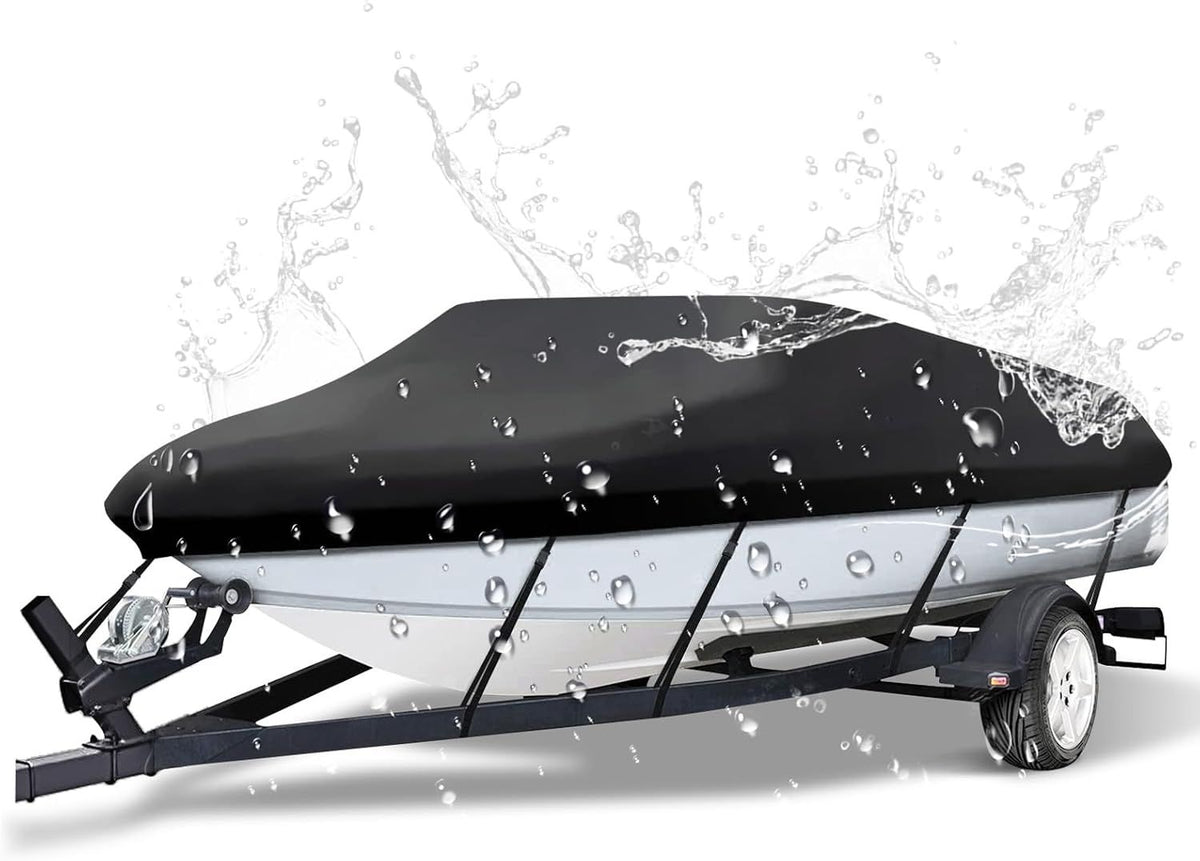600D Heavy Duty Waterproof Wide Boat Cover, Silver, 25-27FT, 948*570cm