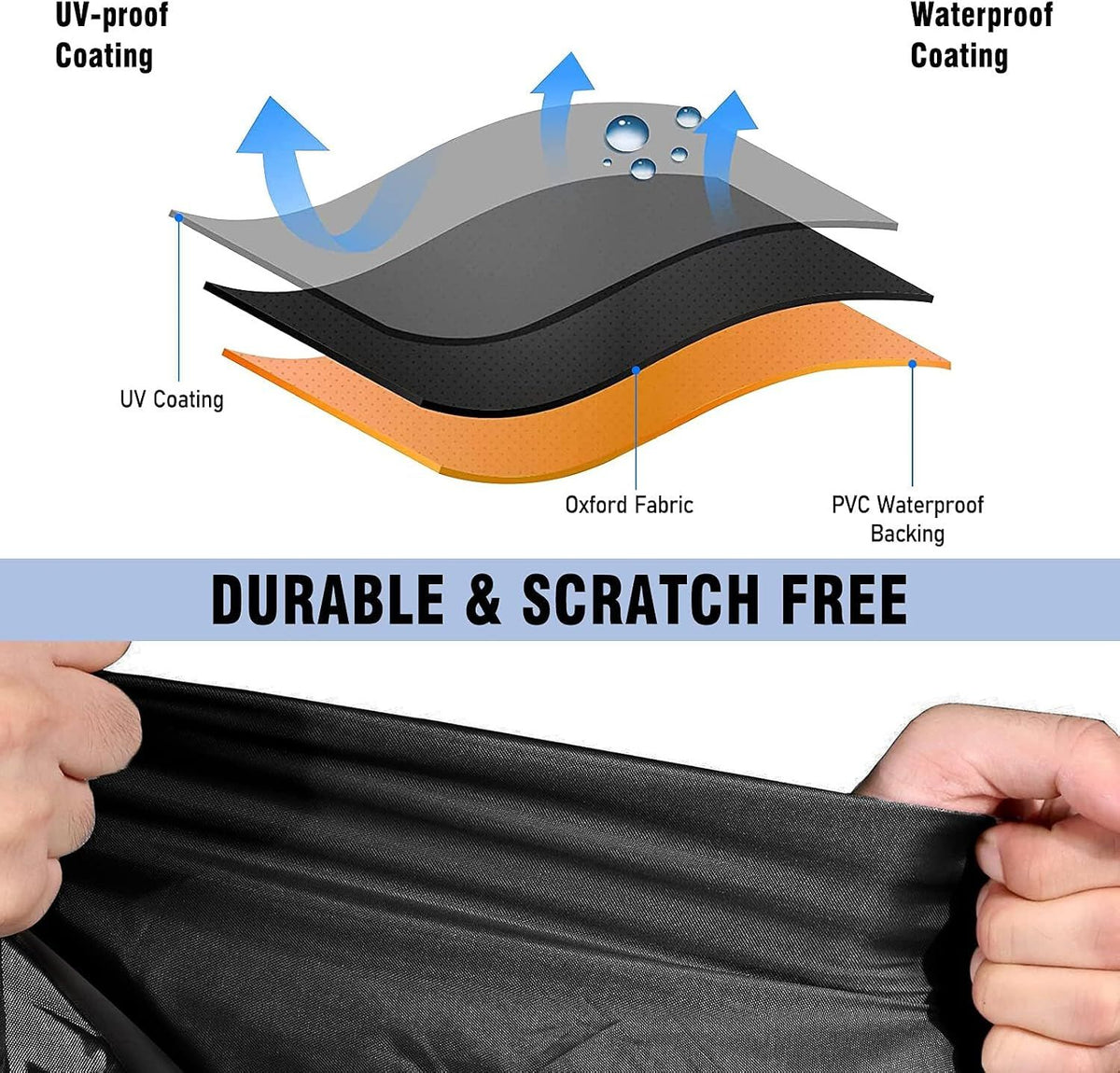 600D Heavy Duty Waterproof Wide Boat Cover, Silver, 25-27FT, 948*570cm