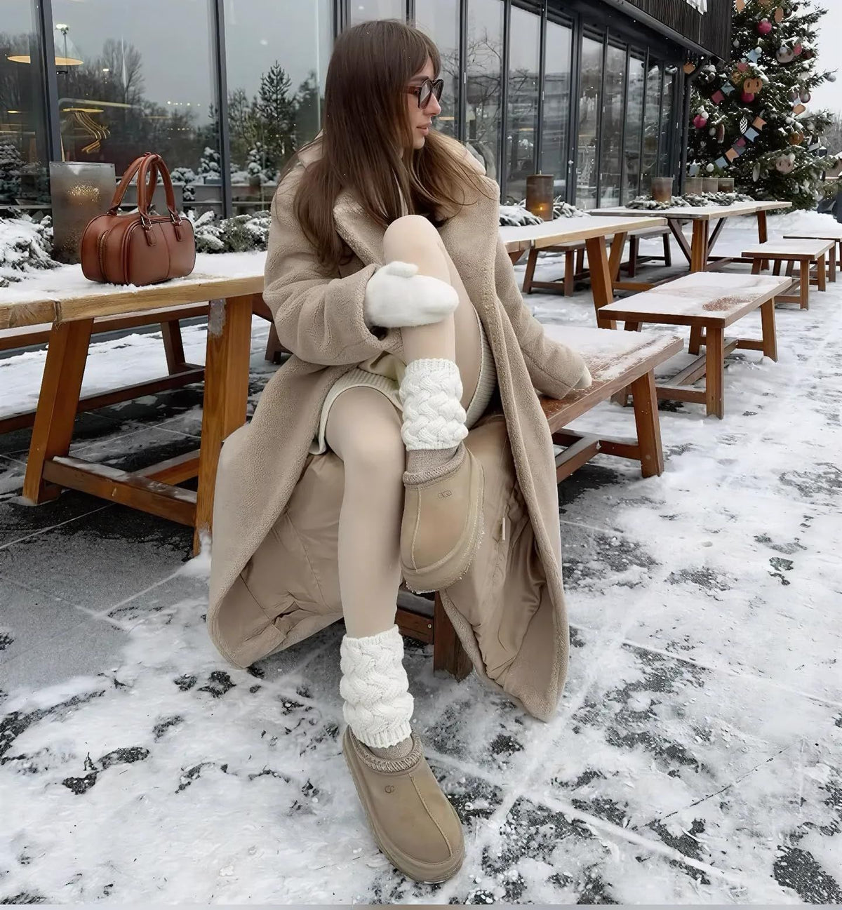 oatmeal color AU16 Women Lyocell High Waist Thermal Long Johns, Fleece Lined Slim Fit Base Layer Pants, Stretchy Warm Inner Thermal Leggings for Autumn Winter