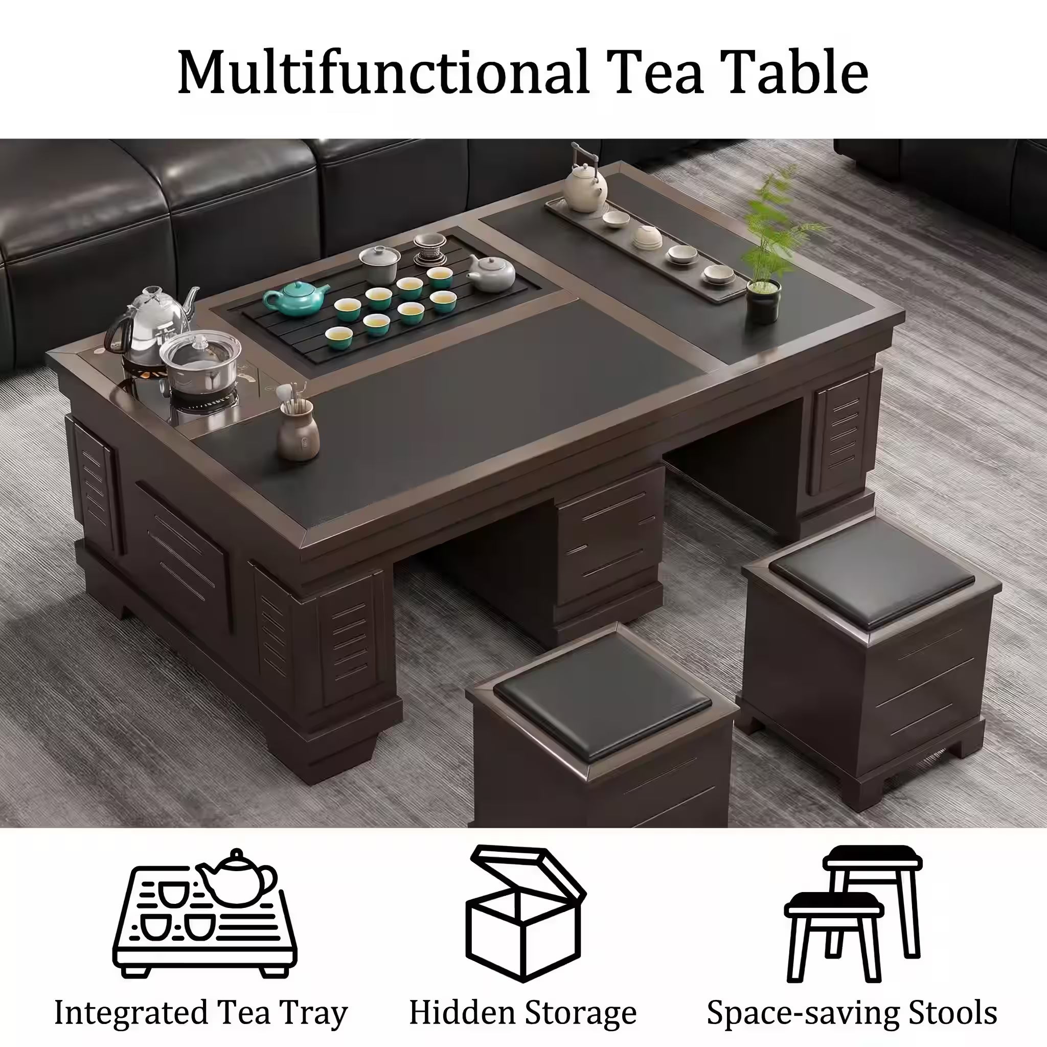1.2m New Chinese Style Walnut Kung Fu Tea Table