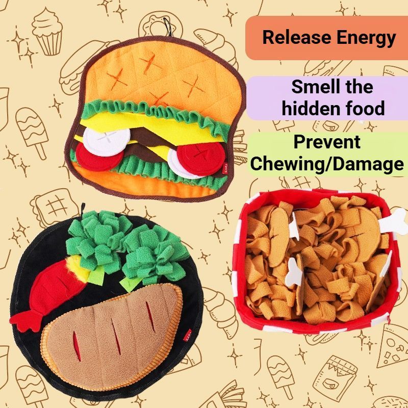Dog Snuffle Mat for Foraging and Enrichment hamburger