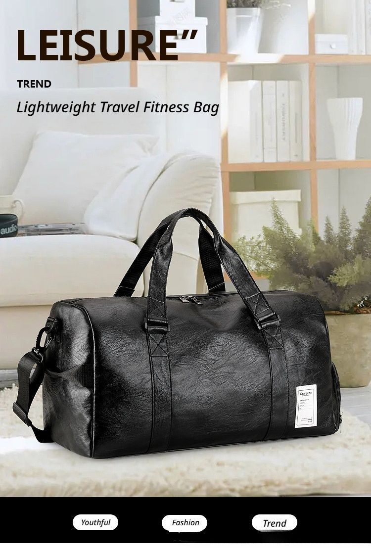 PULeatherTravelGymBagSmall-Black