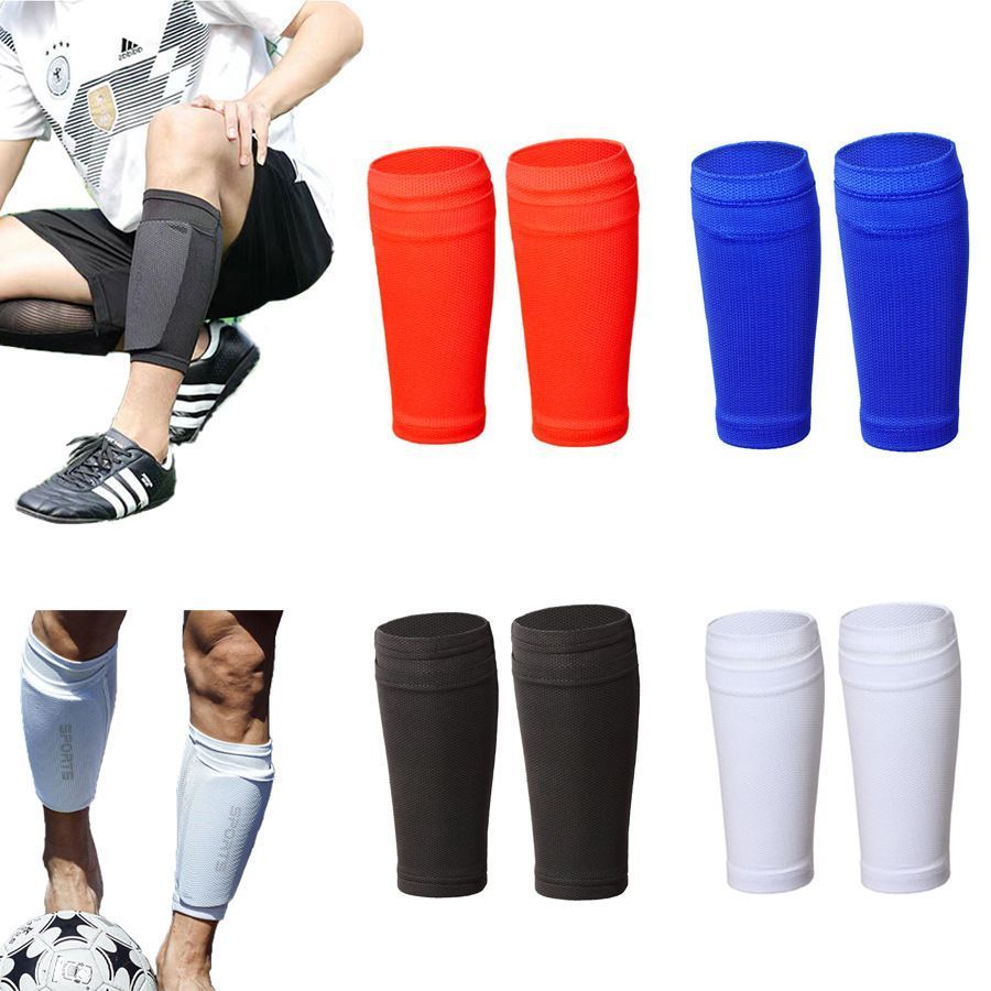 2 Pairs Soccer Shin Guard Sock White Size L