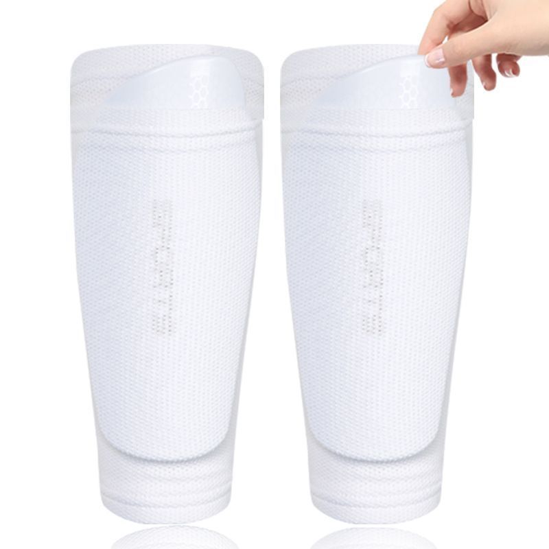 2 Pairs Soccer Shin Guard Sock White Size L