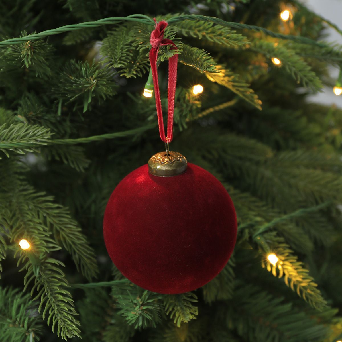 24pk Flocked Xmas Baubles Metal Cap, Royal Blue 8cm