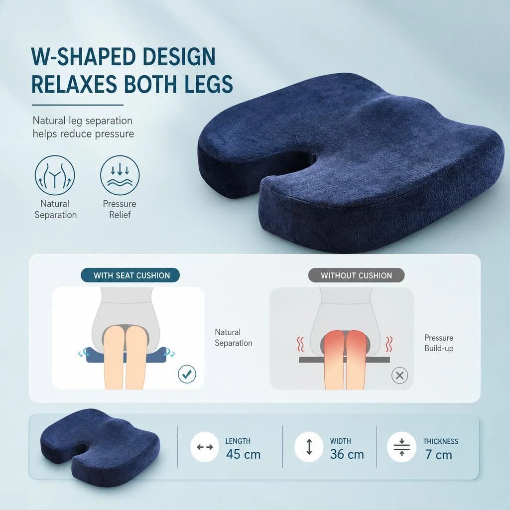 Mesh Black Seat & Lumbar Cushion Set 45x36x7, Full Body Sitting Support Gift