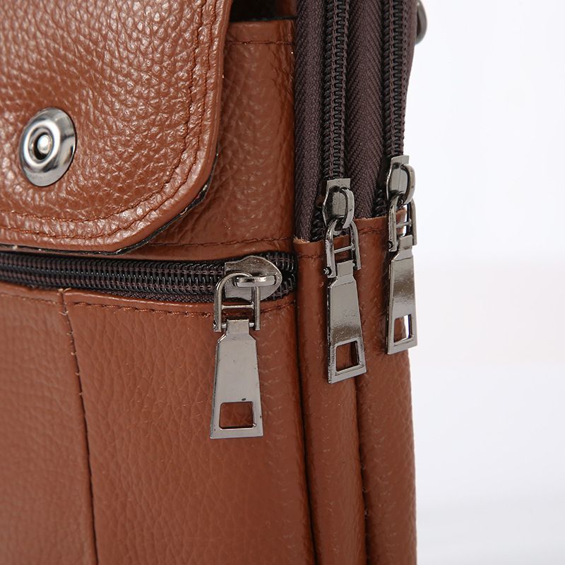 Multi-Purpose Leather Phone Waist Pack For Men, Black, Portable Daily Outdoor Shoulder Pouch