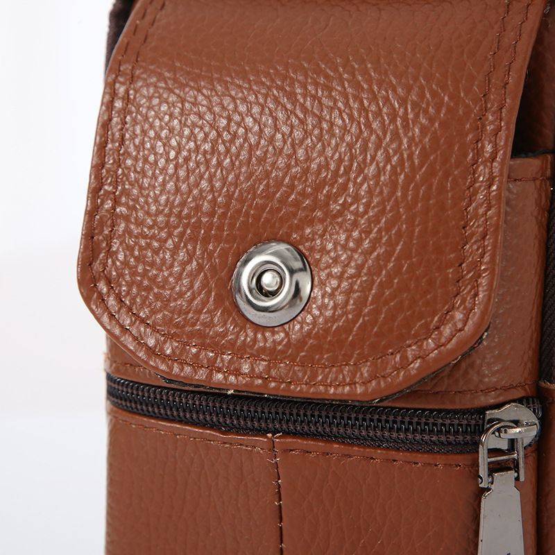 Multi-Purpose Leather Phone Waist Pack For Men, Black, Portable Daily Outdoor Shoulder Pouch