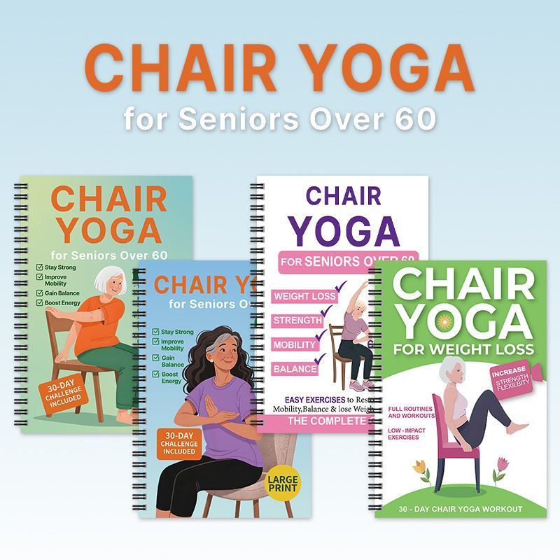 Twin Pack Elderly Chair Yoga Logbooks, Breathing Awareness Plus Balance Awareness Workout Notebooks