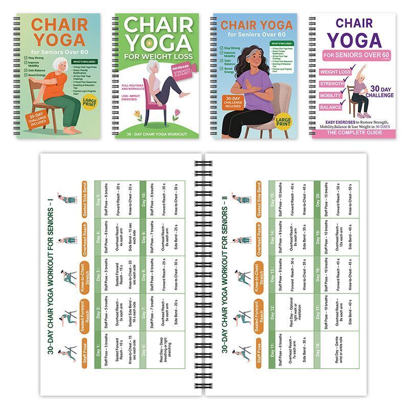 Two-Pack Coil Bound Senior Fitness Notebooks, Stable Strength Training & All-Round Improvement Yoga Guides