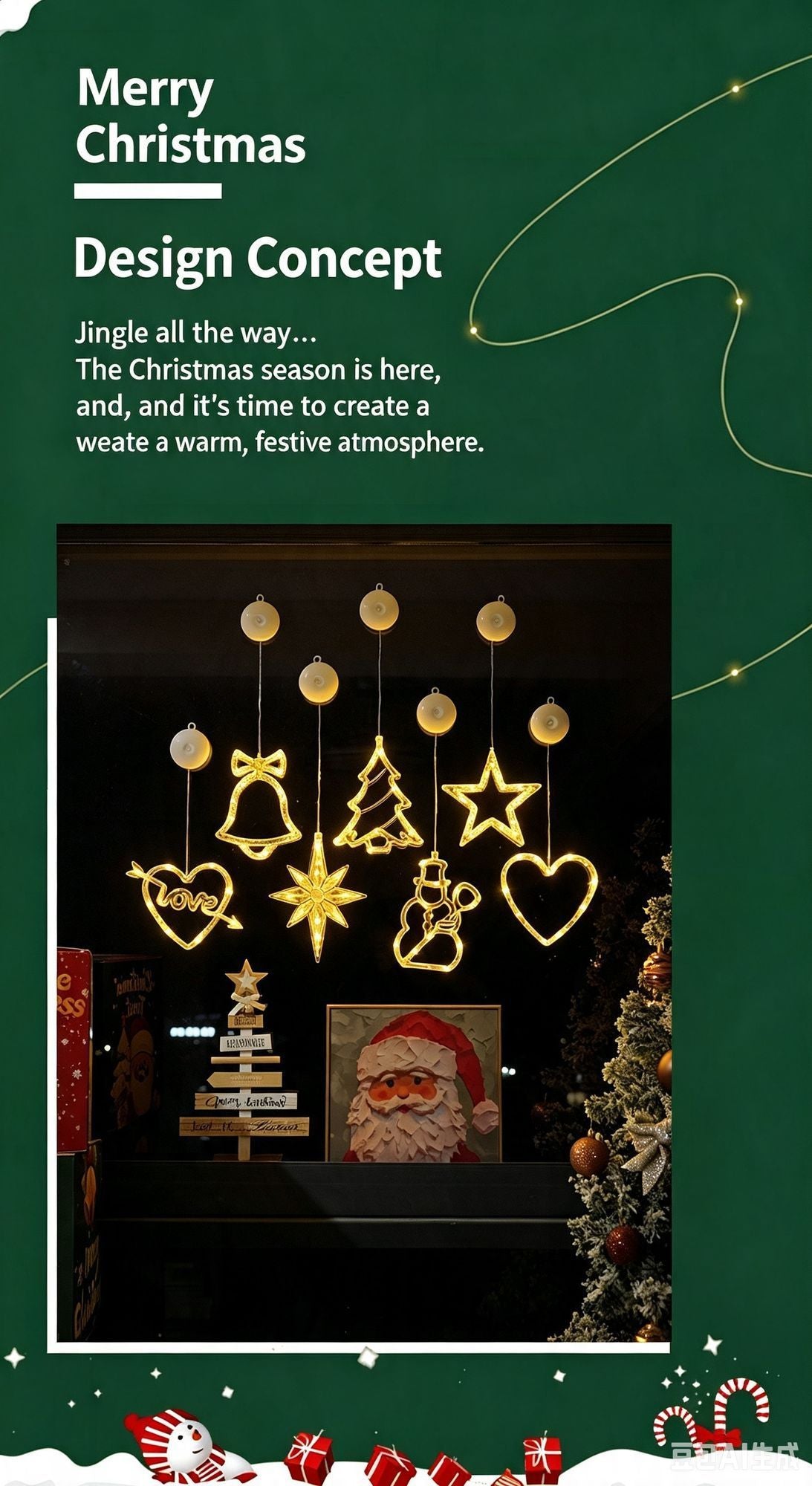 Warm White North Star LED Suction Cup Lights 3 Pack, Battery Powered Winter Christmas Window Decor Lights