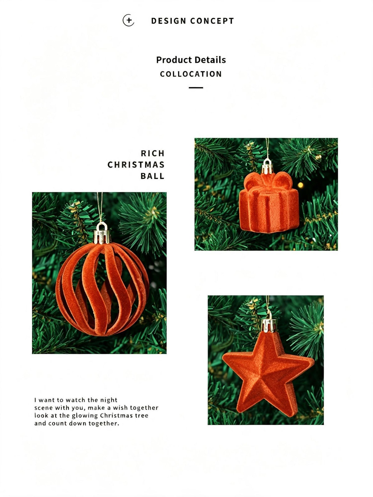 Soft Flocked Unique Shape Christmas Bauble Pack, Sophisticated Ins Style Xmas Tree Decor, Dark Brown 28 Pack Gift Box
