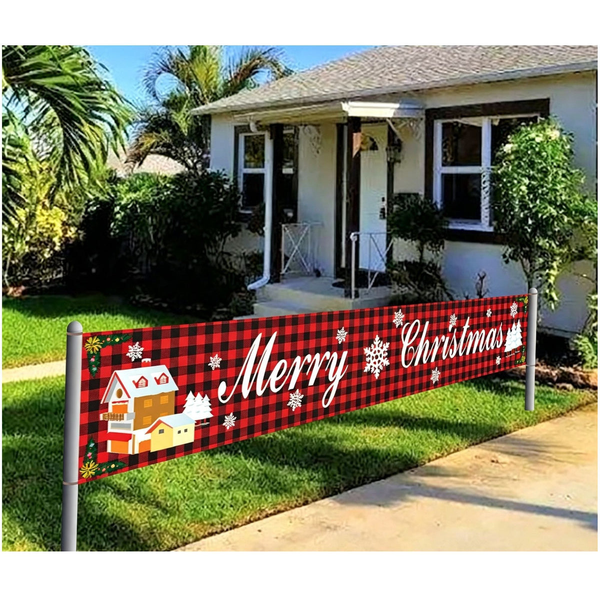 Xmas Holiday Fabric Party Banner, Christmas Background Flag, Perfect For Creating Warm Festive Atmosphere, Size 29648cm GZ03