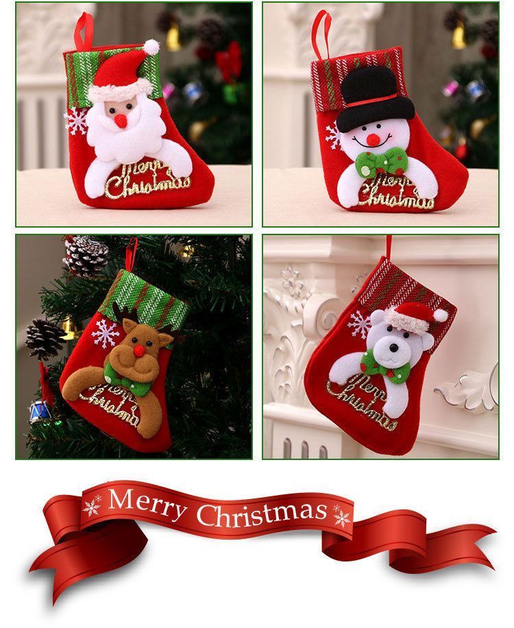 Plain Red Small Santa Christmas Stocking, Mini Xmas Tree Hanging Ornament, 16*13cm