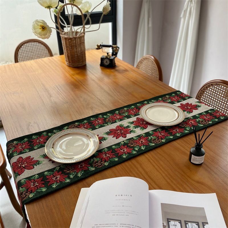 Holiday Themed Table Runner, Christmas Dining Center Linen, Cabinet Decor Towel, 33*240cm, Pattern 04