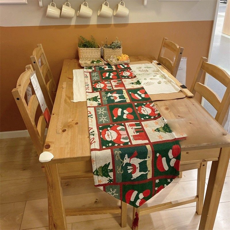 Decorative Christmas Table Runner, Long Table Ornament For Xmas Gathering, Indoor Cabinet Accessory, 33*300cm, Pattern 12