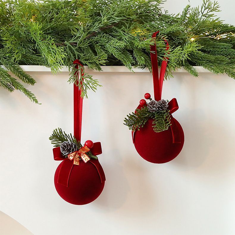 Flocked Bell With Bow Christmas Pendant, Indoor Holiday Window Display Hanging Decoration