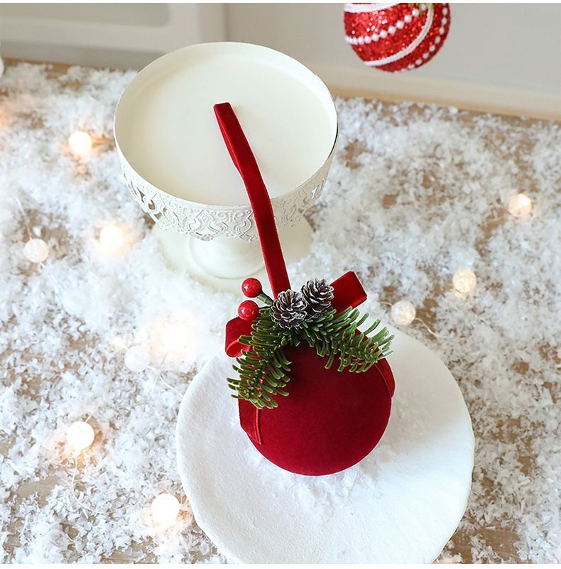 Flocked Christmas Bauble Hanging Ornament, Holiday Home & Store Window Decoration