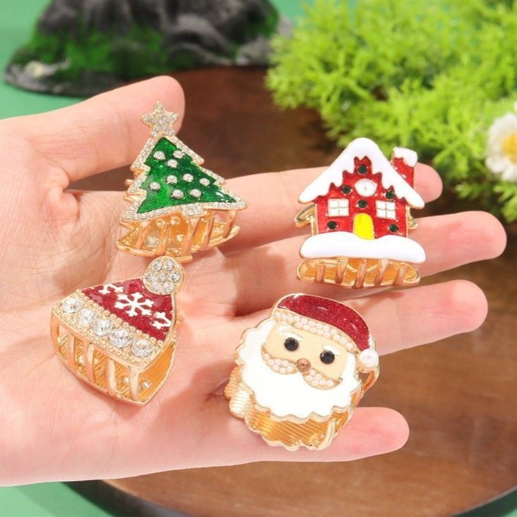 Cartoon Metal Shark Hair Clip, Christmas Tree Alloy Hair Claw, Xmas Party Women Hair Accessory
