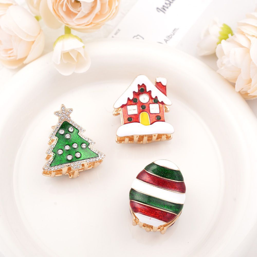 Cartoon Metal Shark Hair Clip, Christmas Tree Alloy Hair Claw, Xmas Party Women Hair Accessory