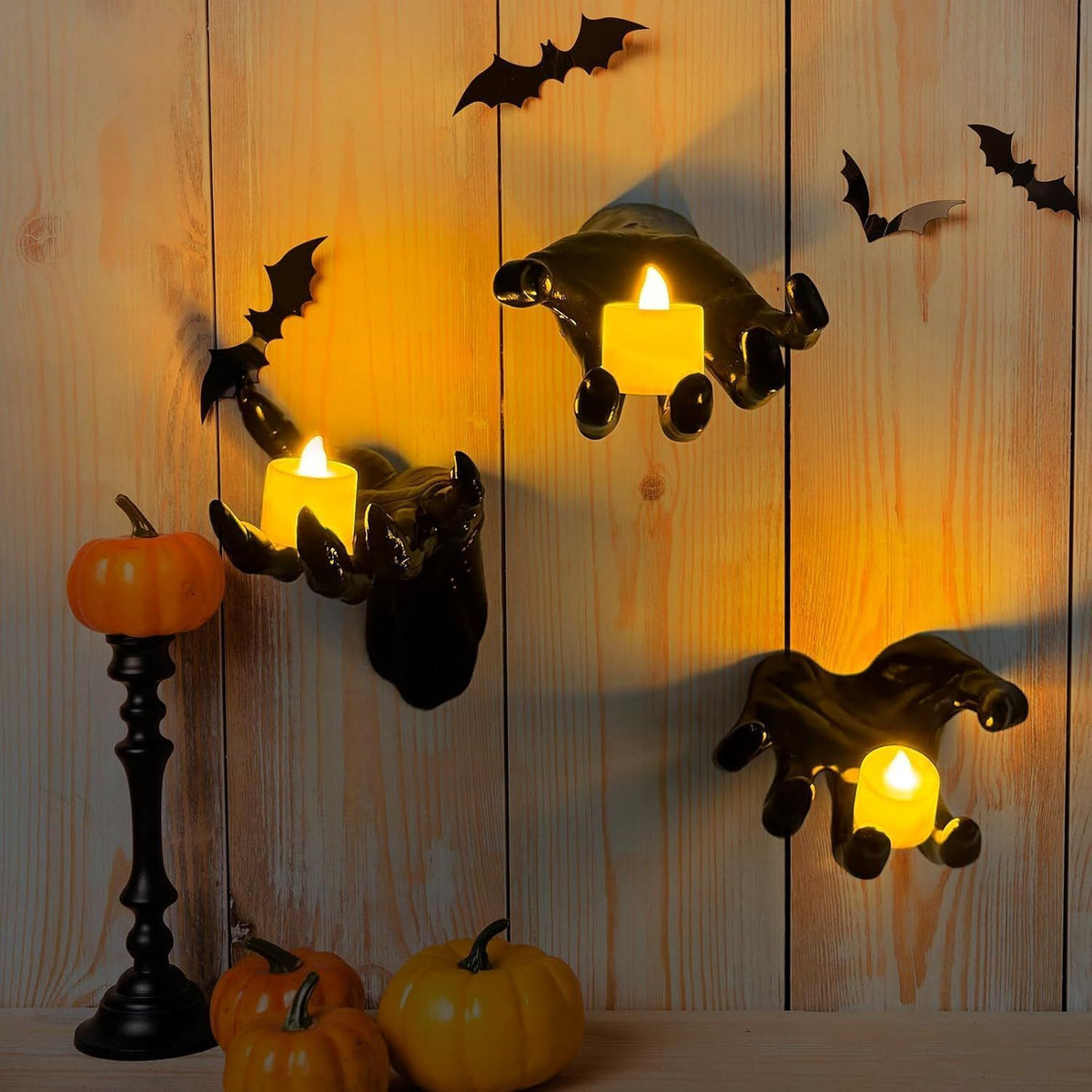 Creepy Fake Demon Hand Prop, Halloween Party & Christmas Indoor Desktop Decoration, 6 Pack (Candles Not Included)