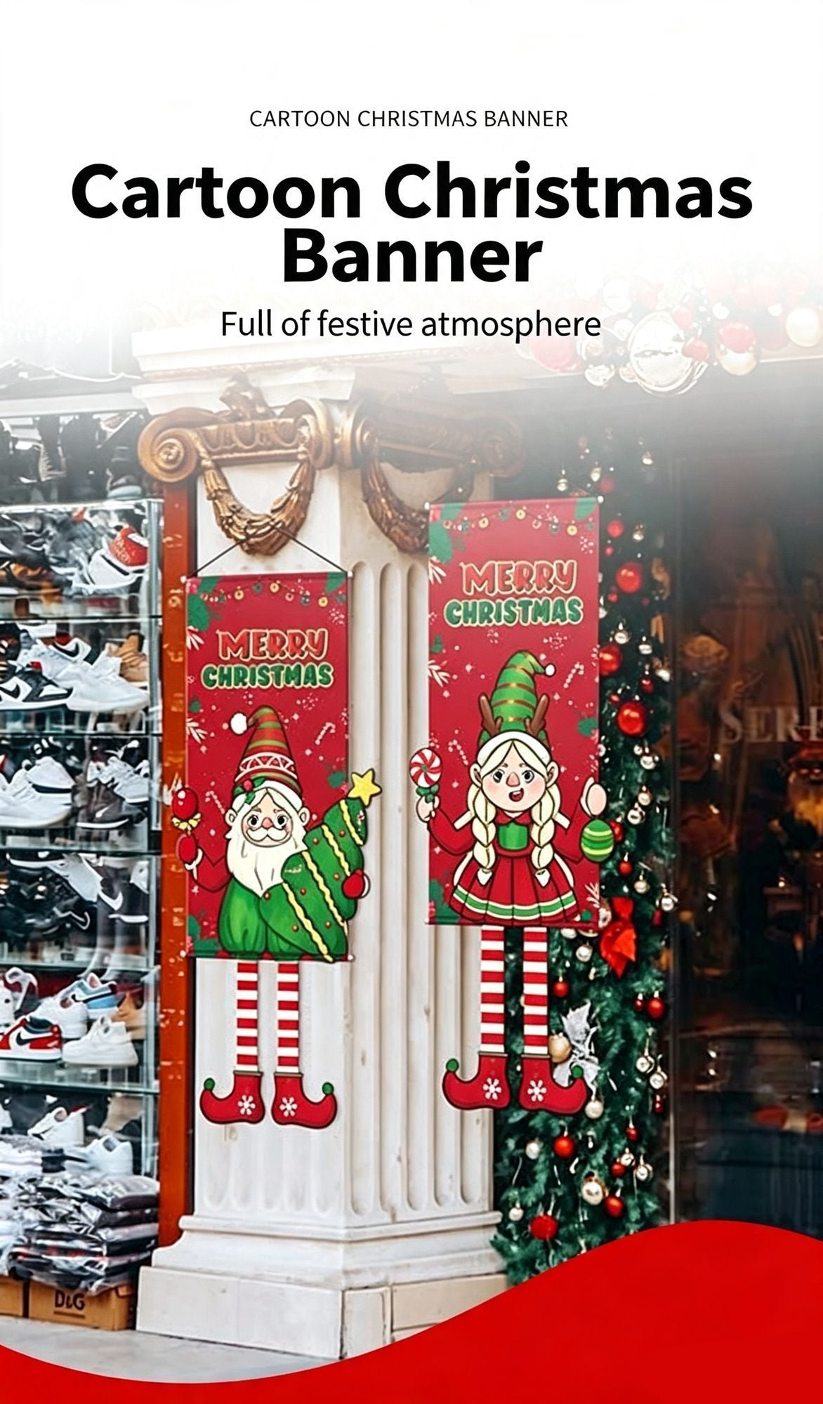 Red Snowman Hanging Tapestry, Christmas & Halloween Creative Printed Party Prop, 110*40cm