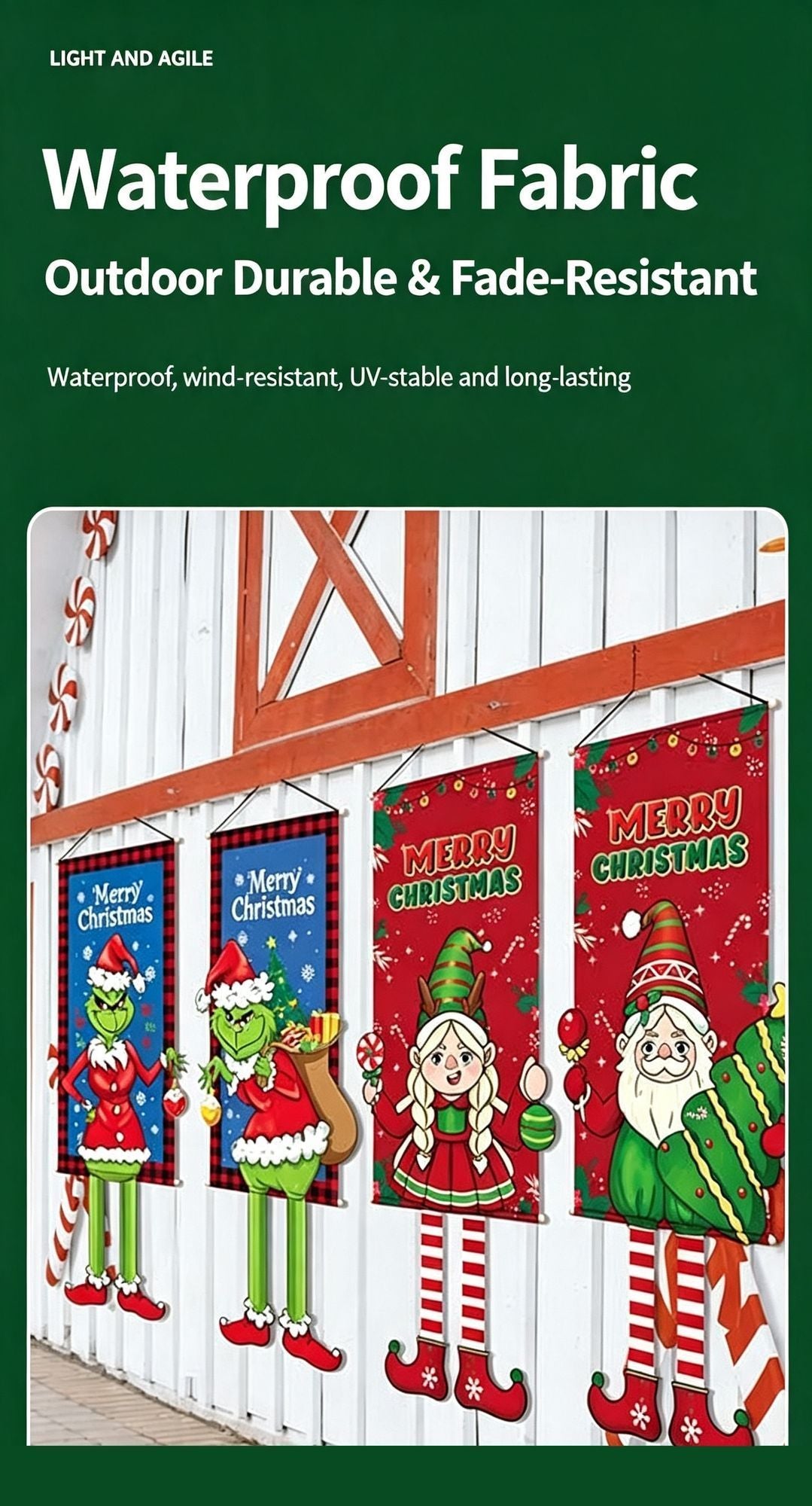 Elf Pattern Hanging Tapestry, Christmas & Halloween Scene Arrangement Decor Supplies, 110*40cm