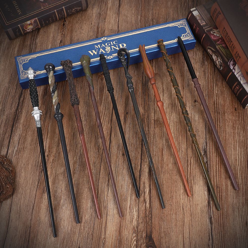 Exquisite Mysterious Cosplay Wand, Long Wear Resin, Christmas Costume Decoration, Style 26, Blue Gold Stamping Ribbon Gift Box