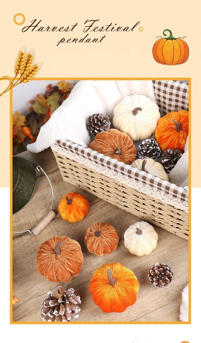 Flocked Fabric Artificial Pumpkin Figurine, Minimalist Ins Halloween & Christmas Decor, Desktop Aesthetic Ornament, Brown 6cm