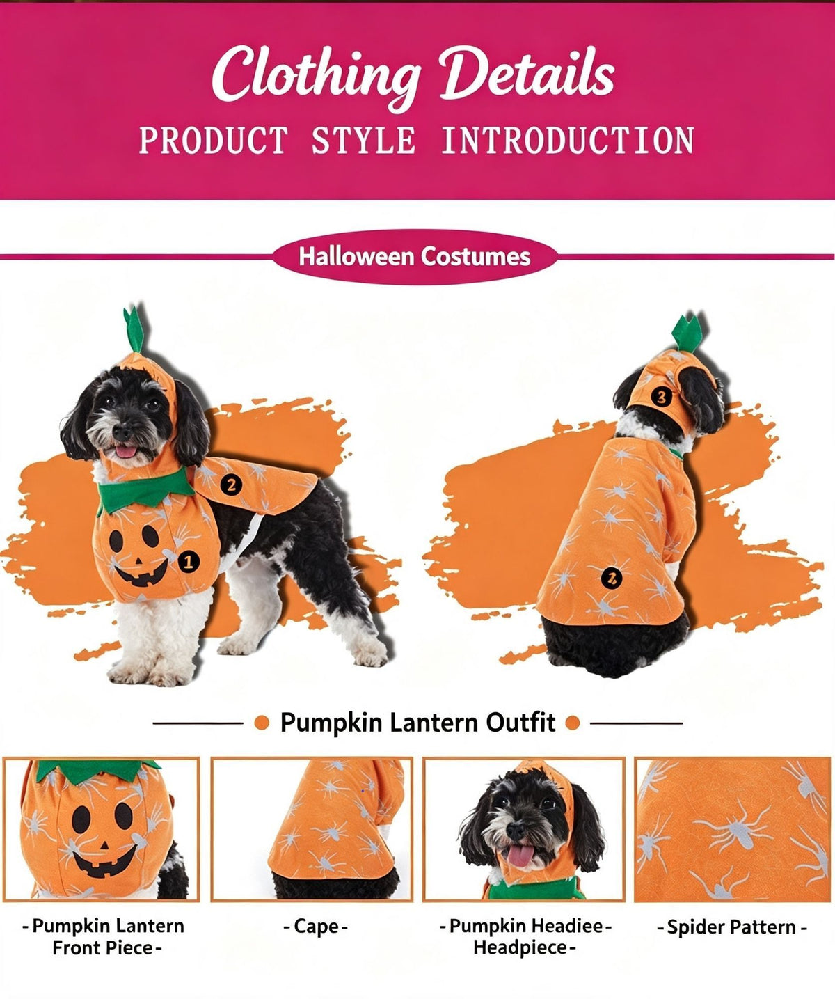 Themed Gathering Decor Outfit For Pets, Holiday Dress-up Accessory for Halloween Christmas Events, Size L