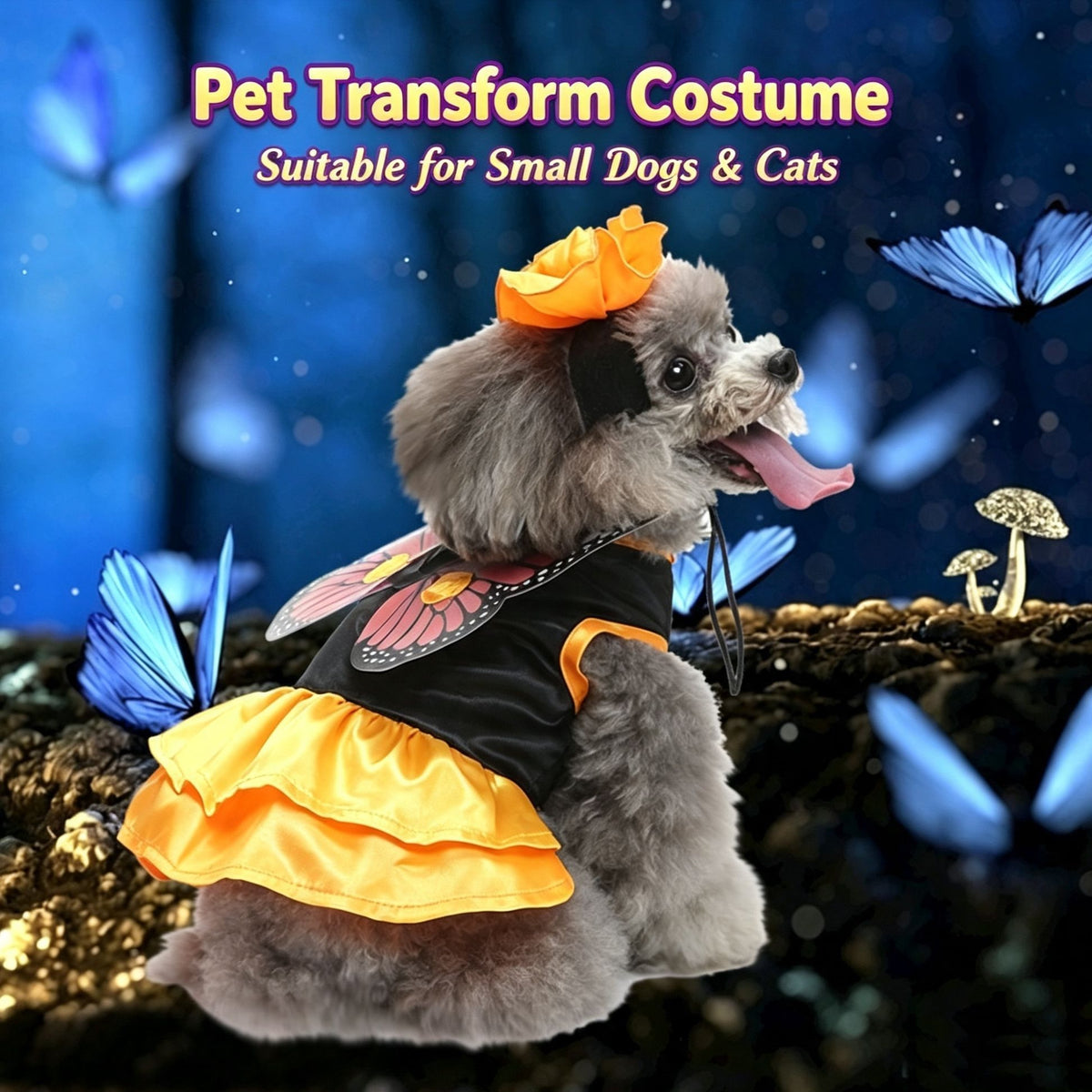 S Size Meadow Sprout Pet Costume, Fancy Dress for Halloween & Christmas, Lightweight for 2-3 kg Dogs and Cats