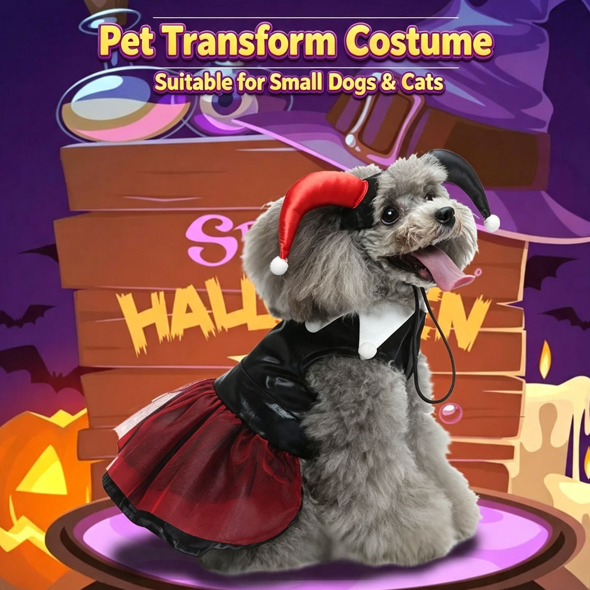 S Size Meadow Sprout Pet Costume, Fancy Dress for Halloween & Christmas, Lightweight for 2-3 kg Dogs and Cats