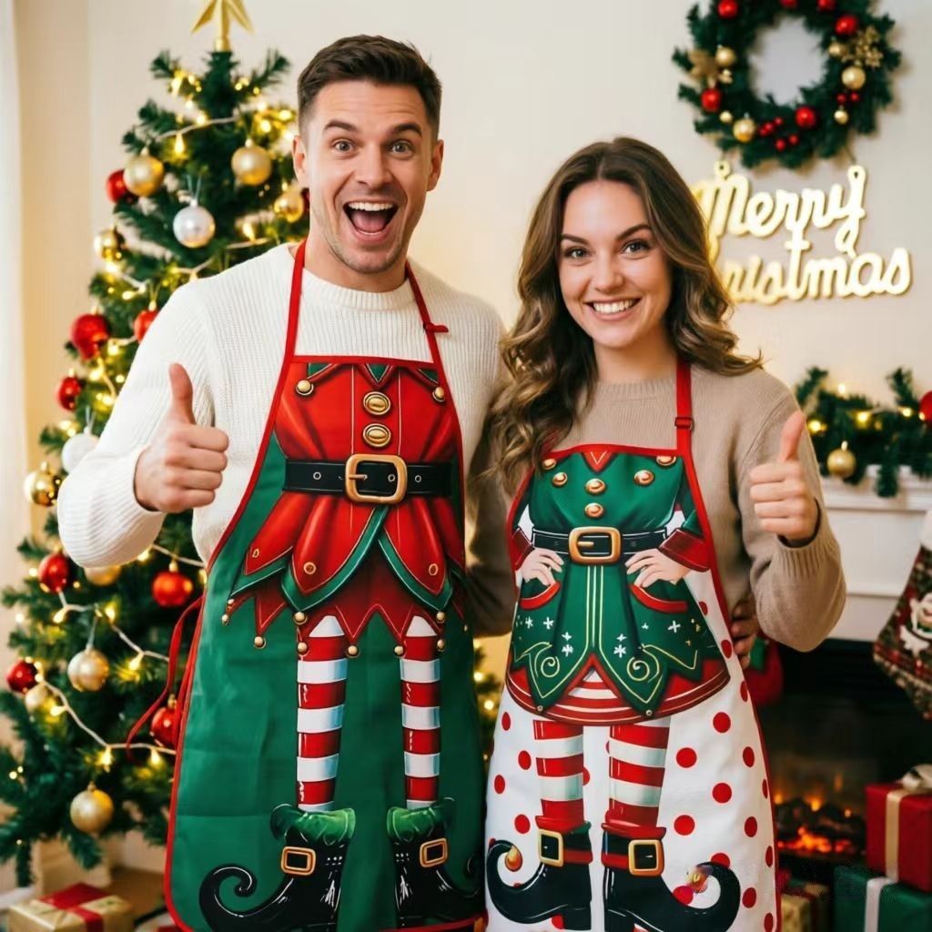 Red Muscle Man Themed Party Apron, Waterproof Stain‑proof Kitchen Bib, Decor Dress‑up Prop for Christmas & Halloween, 75*52cm
