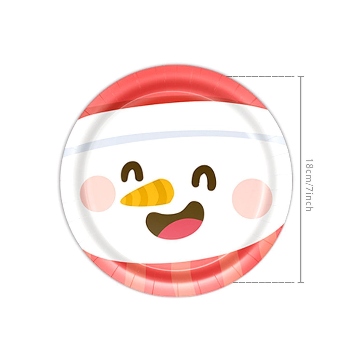 7 Inch Disposable Paper Plates 10 PCS, Snowman Cartoon Print Dinnerware, Holiday Table Setting Supply for Christmas & Halloween Party Event