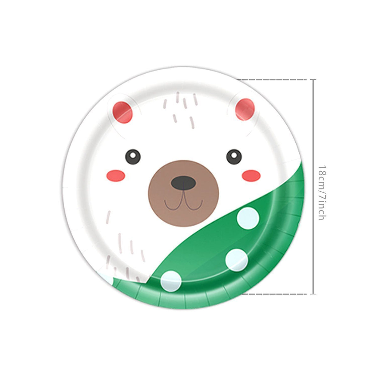 7 Inch Disposable Paper Plates 10 PCS, White Bear Pattern Tableware, Disposable Festive Decor for Christmas & Halloween Indoor Celebration