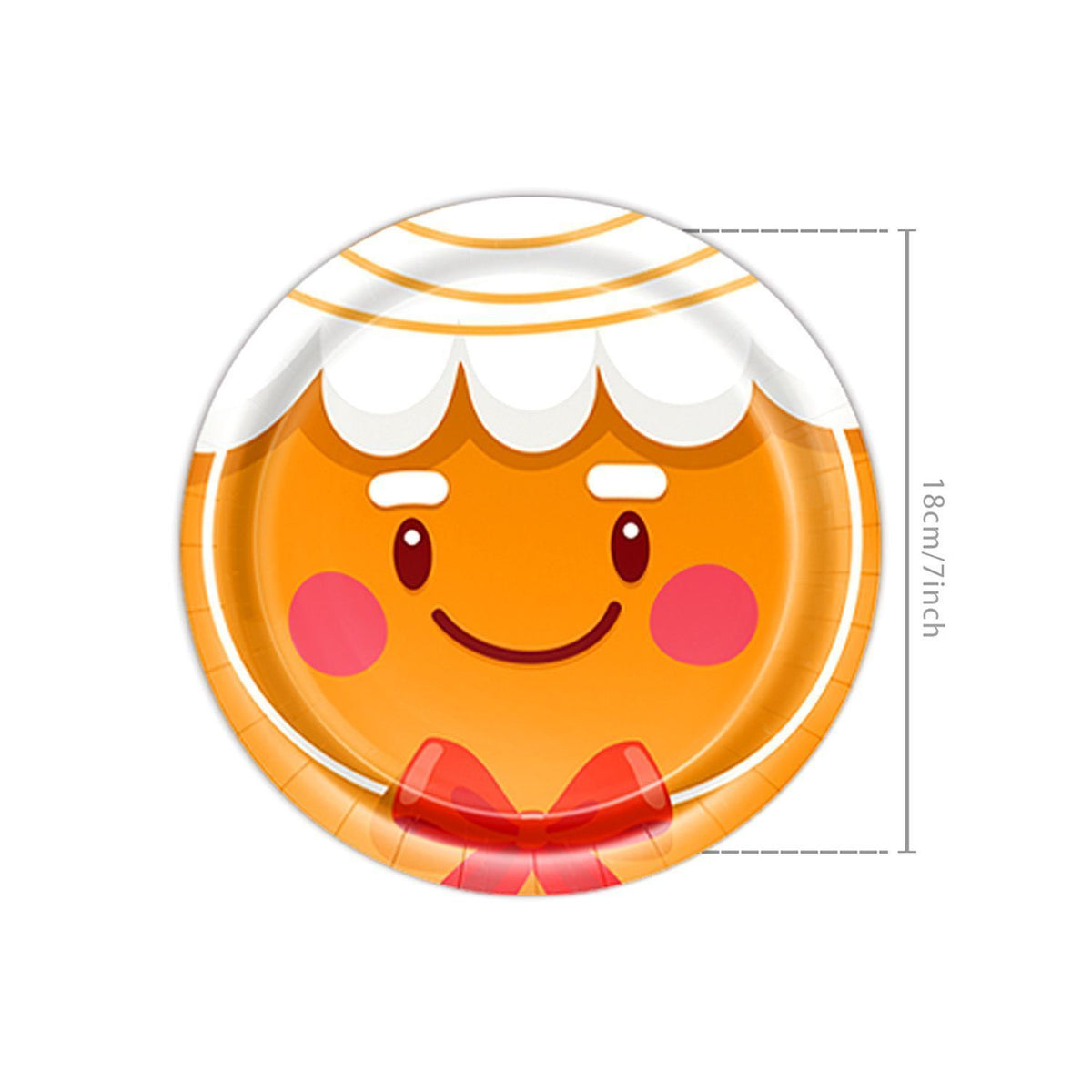 7 Inch Disposable Paper Plates 10 PCS, Gingerbread Man Printed Plates, Party Table Accessory for Christmas & Halloween Family Gathering