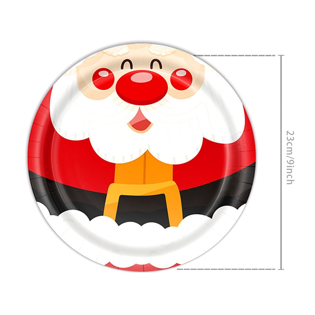 9 Inch Disposable Paper Plates 10 PCS, Santa Printed Dinnerware, Themed Disposable Tableware for Christmas & Halloween Festival Occasion