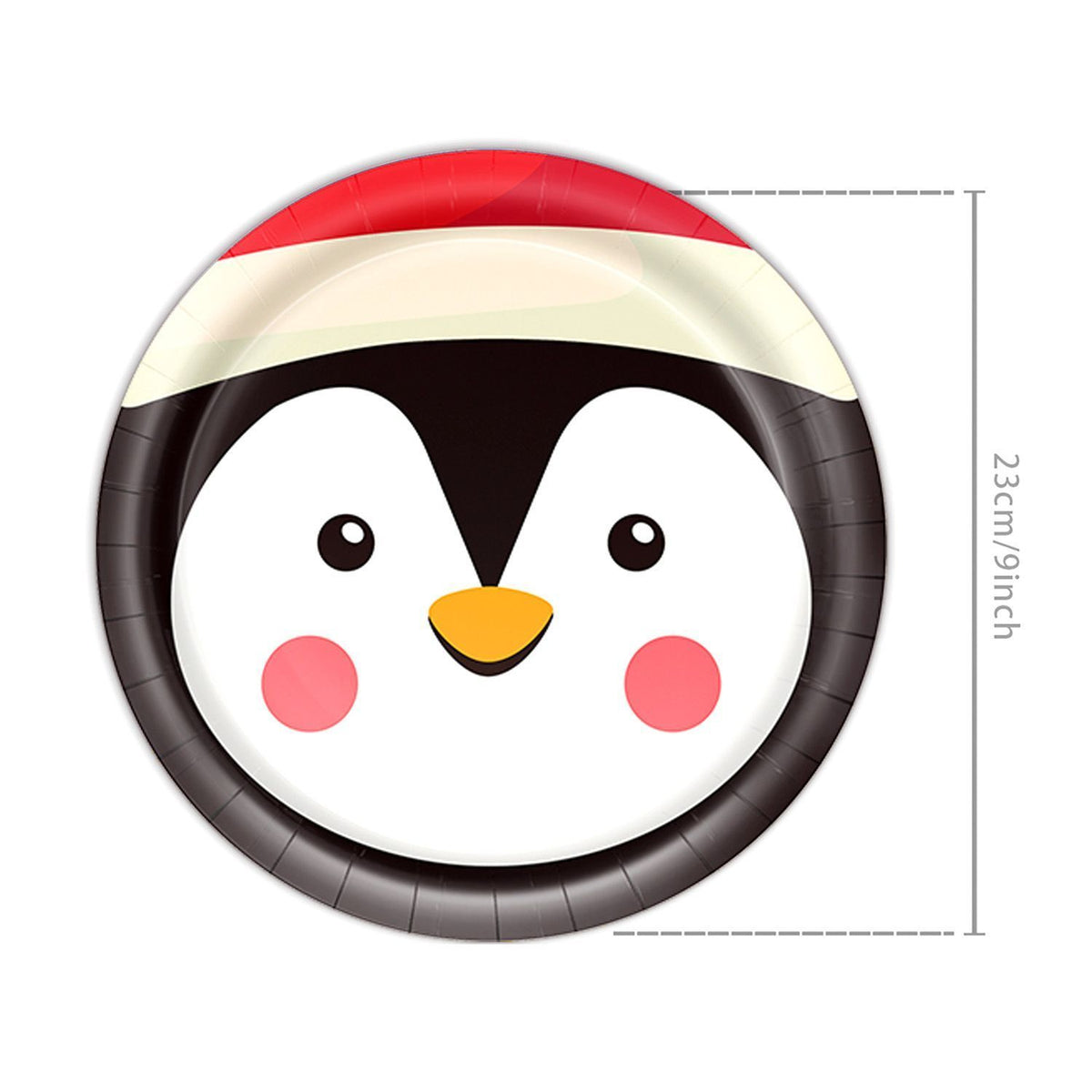 9 Inch Disposable Paper Plates 10 PCS, Penguin Motif Paper Plates, Party Layout Supply for Christmas & Halloween Holiday Get‑together