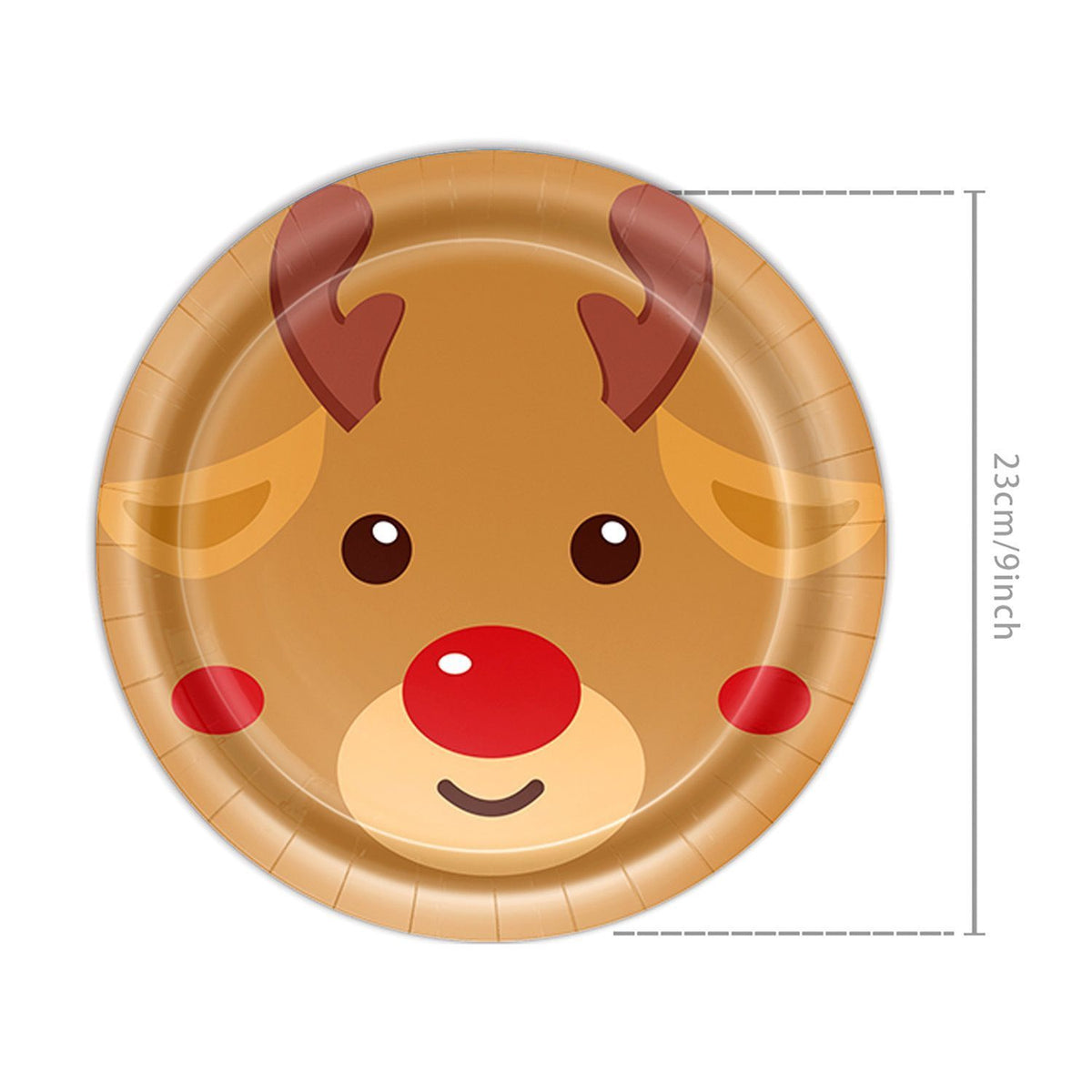 9 Inch Disposable Paper Plates 10 PCS, Elk Cartoon Print Tableware, Disposable Decor Piece for Christmas & Halloween Themed Party
