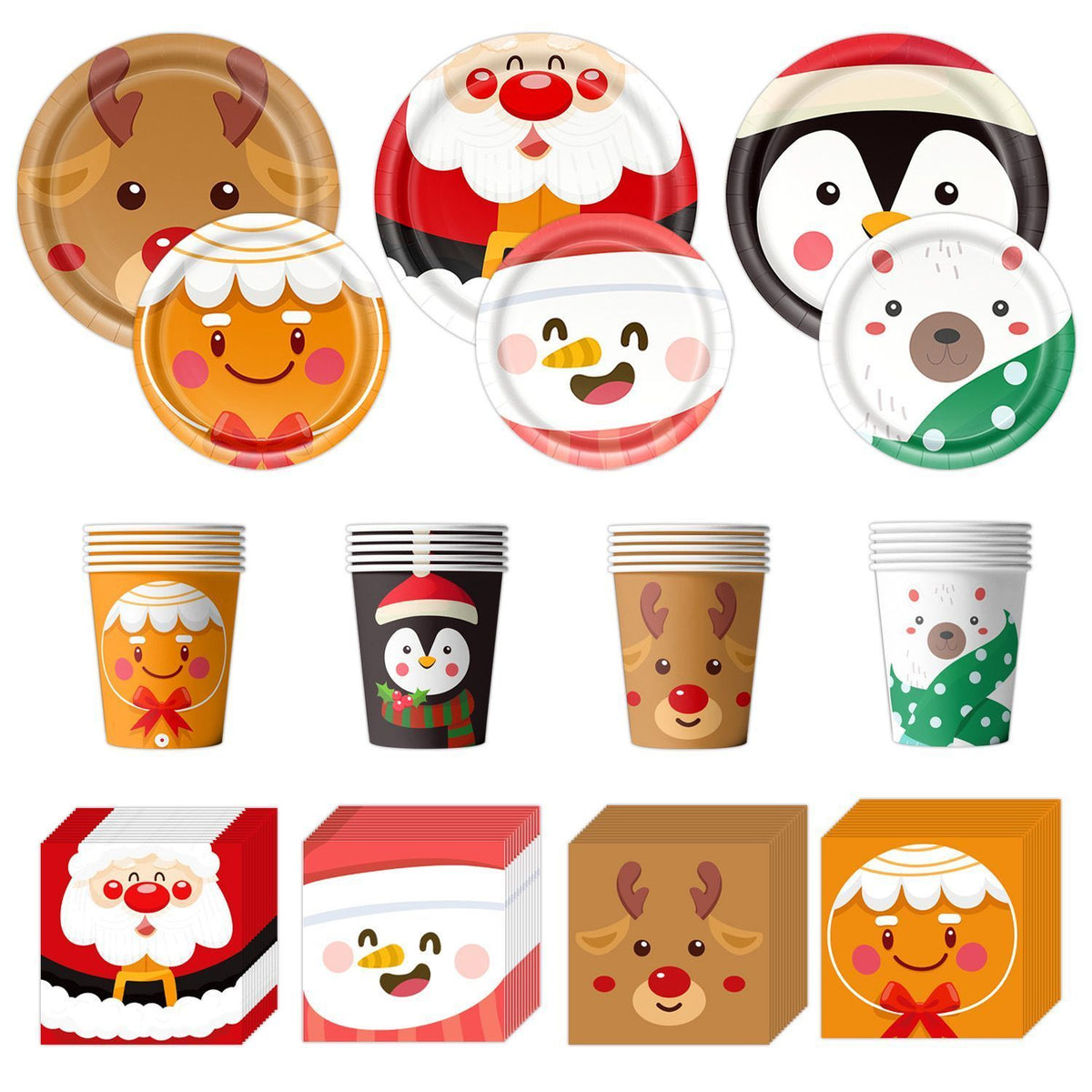 Disposable Paper Cups 10 PCS, Penguin Cartoon Motif Cups, Disposable Table Decor for Christmas & Halloween Festival Gathering