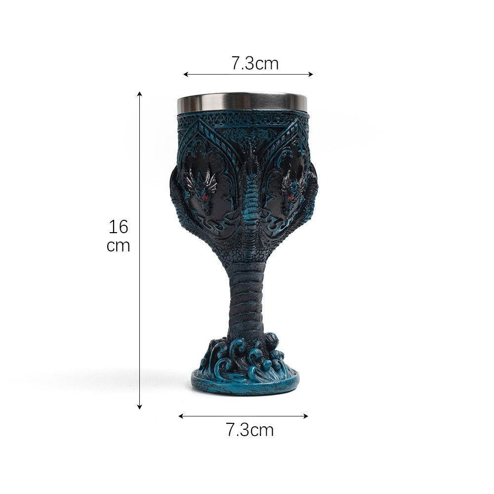 Resin Sea‑Creature Scale Pattern Goblet 2 PCS, Deep‑color Embossed Cup, Stainless Steel Inner Liner, Tableware for Christmas & Halloween Event