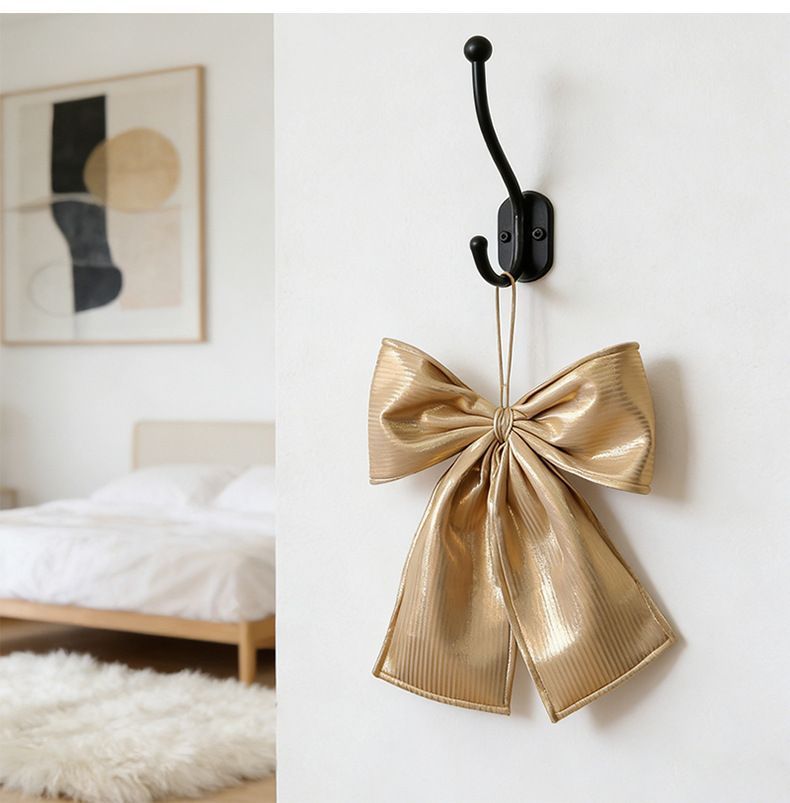 Large Plush Bow Ornament For Christmas Scene Layout, Fluffy Tree‑top Decorative Bow, Burgundy Velvet 40x200cm