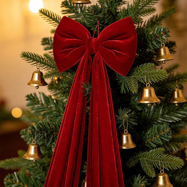 Burgundy Velvet Oversized Christmas Bow, Plush Hanging Pendant For Xmas Tree And Scene Decoration, Burgundy 70x80cm